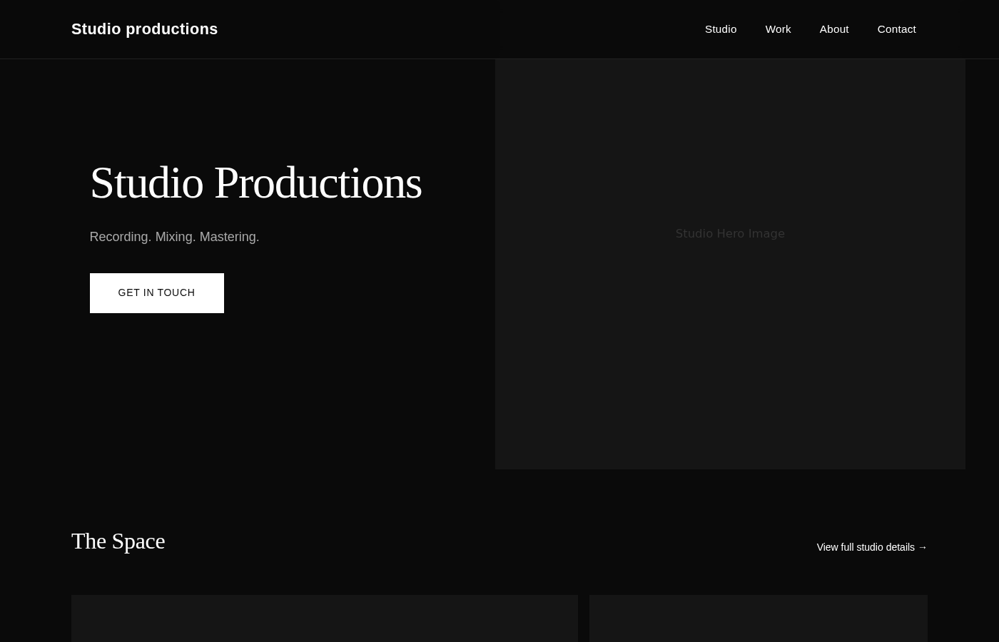 Studio Productions - Recording Studio Website